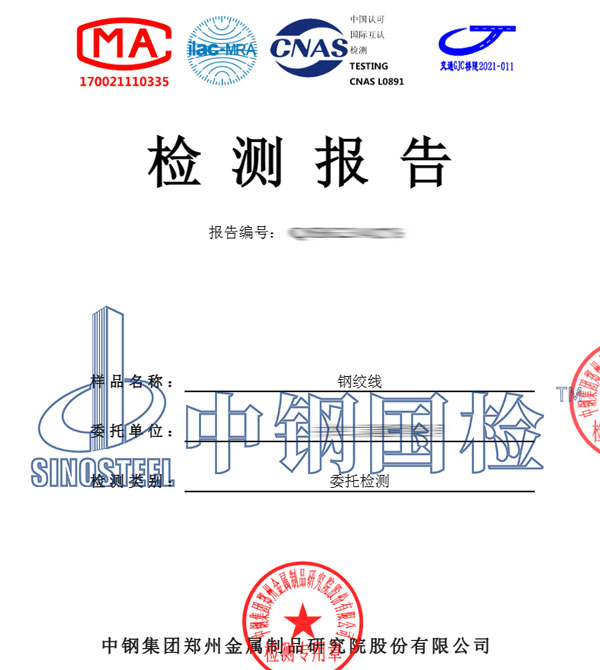 锚索钢绞线检测报告
