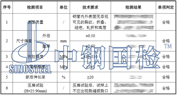 无缝钢管检测结果