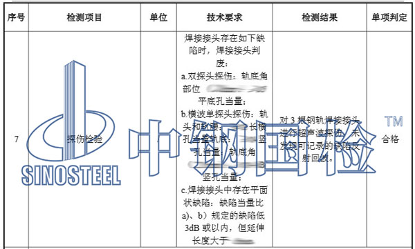 探伤检测结果