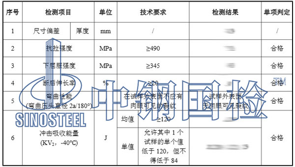 检测项目结果