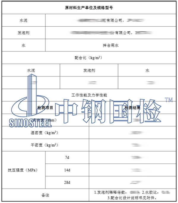 泡沫混凝土检测项目结果