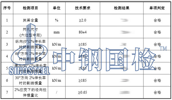 三向土工格栅检测项目结果