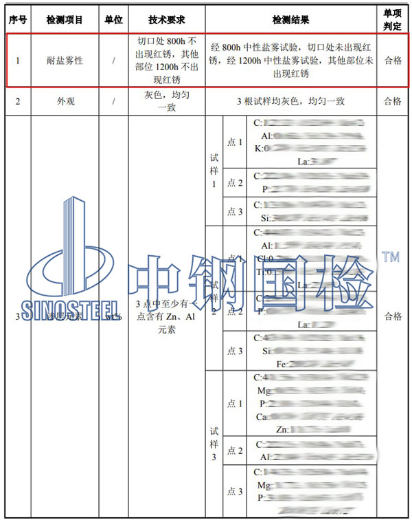 钢管盐雾试验项目结果