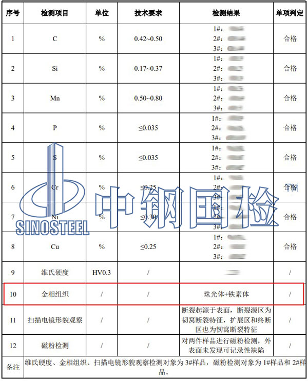 中钢国检检测项目结果