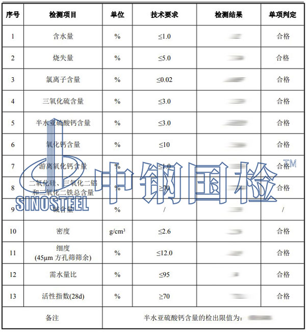 粉煤灰检测项目结果
