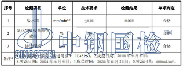 混凝土芯样检测项目结果