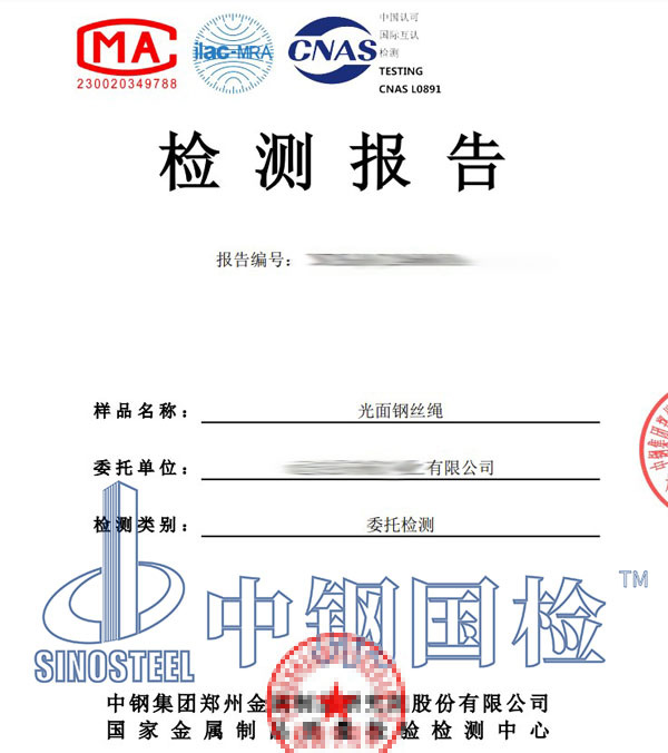 钢丝绳抗拉检测报告