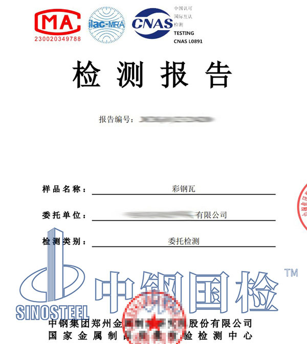 中钢国检检测报告图片