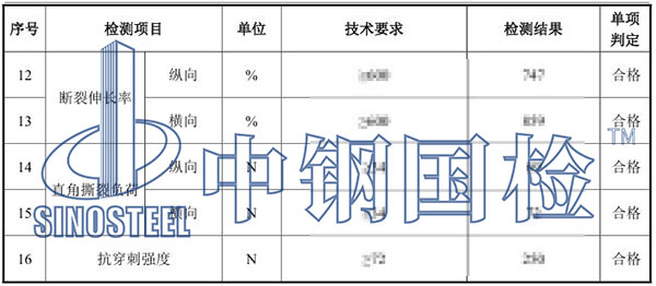 土工膜检测项目结果