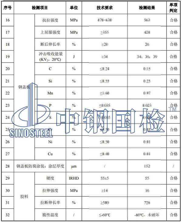 伸缩装置检测项目结果