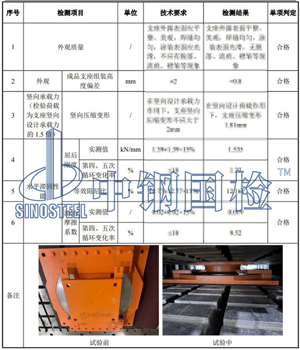 隔震支座检测项目结果