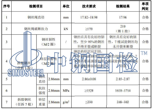 缆索检测项目结果