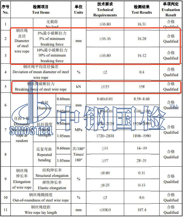 钢丝绳检测结果