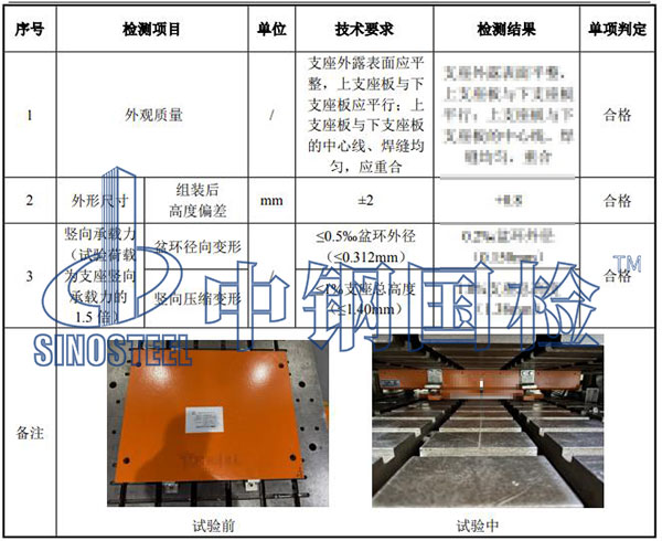 球型支座检测结果
